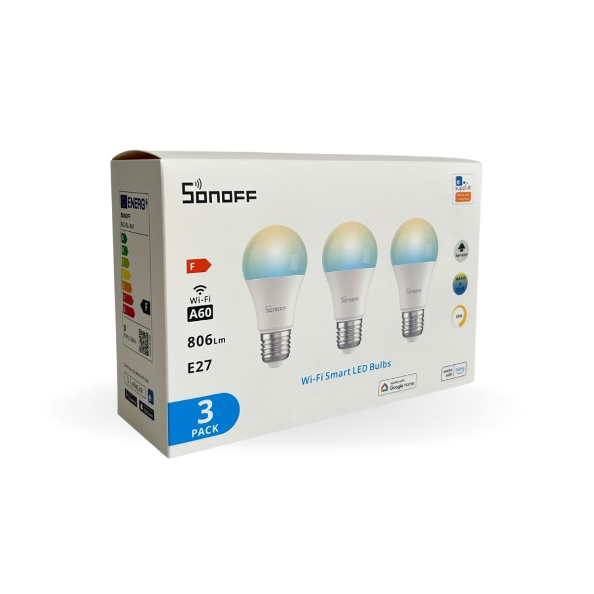 SONOFF - Pack de 3 Ampolletas Wifi LED Sonoff B02-BL-A60