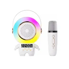 GENERICO - Parlante Y Micrófono Inalámbrico Spaceman Karaoke Xm-x66 Color Blanco
