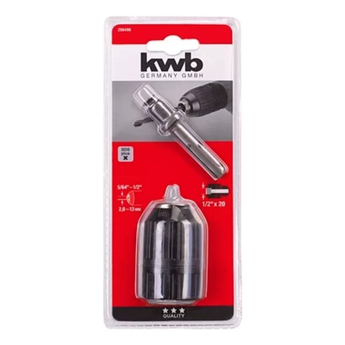EINHELL - ADAPTADOR SDS PLUS + MANDRIL DE MEDIA POR 13MM KWB