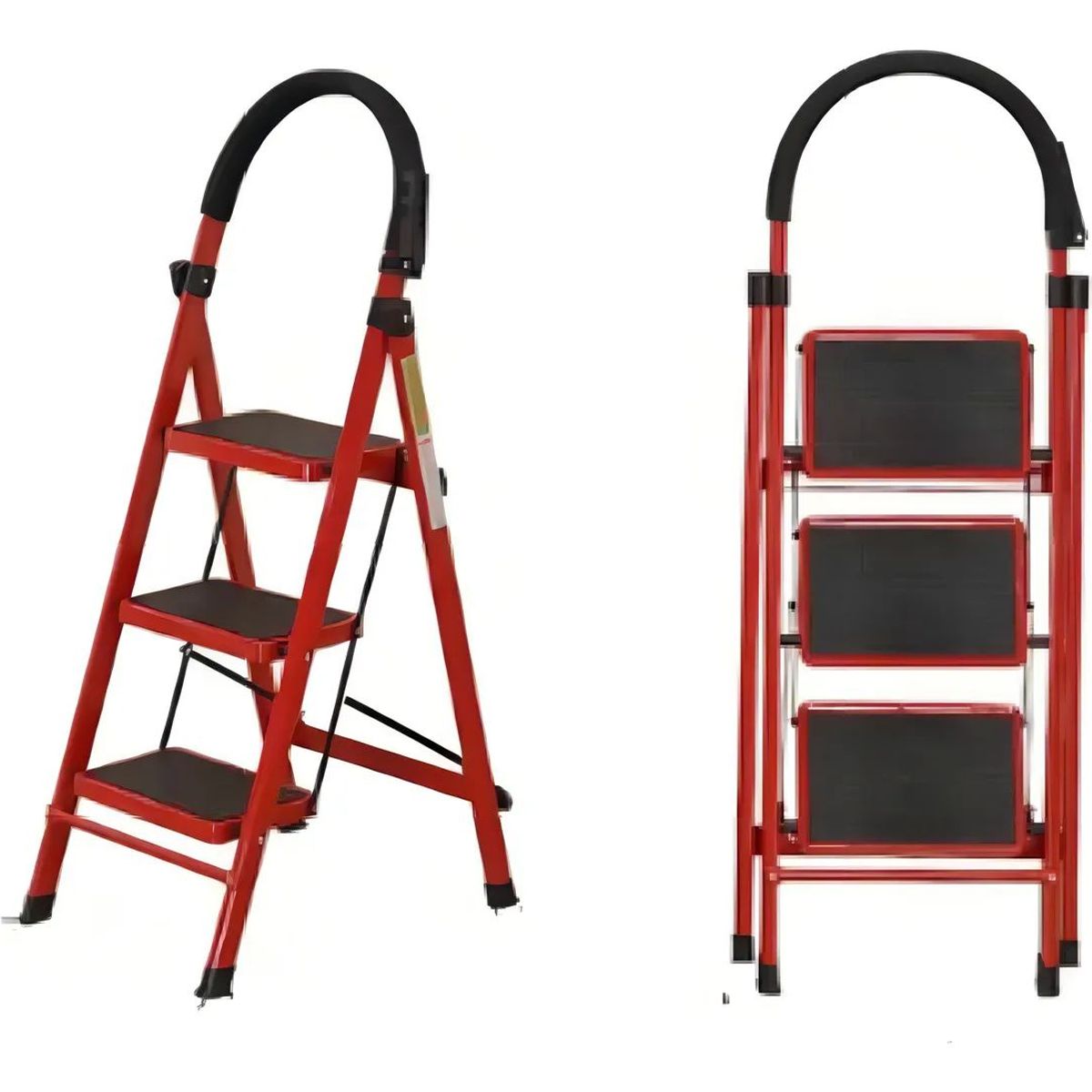 SHOP EHOME BAG - Escalera Plegable Multiuso de 3 Peldaños Roja