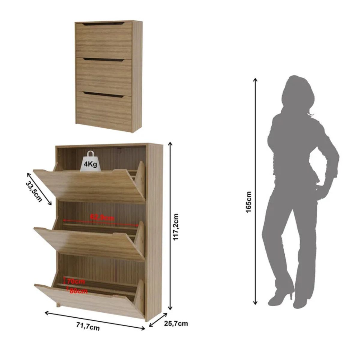 TECNOMOBILI - Zapatero 3 puertas Almendra Tecnomobili