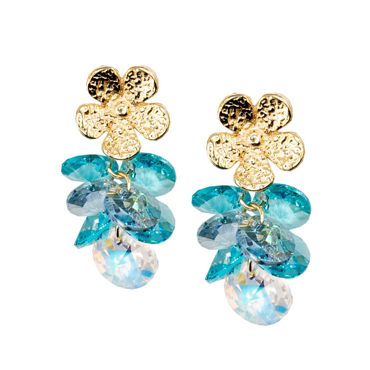 JOYAS MONTERO - Aros Moana Gold 24K creado con cristales de Swarovski® Turquesa