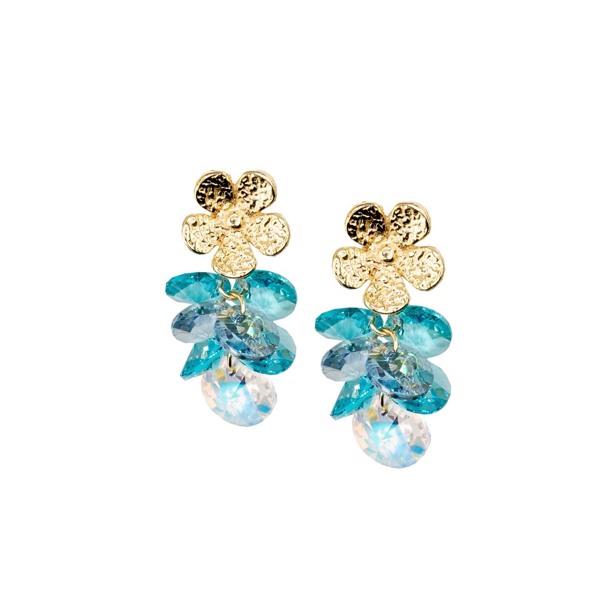 JOYAS MONTERO - Aros Moana Gold 24K creado con cristales de Swarovski® Turquesa