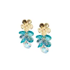 JOYAS MONTERO - Aros Moana Gold 24K creado con cristales de Swarovski® Turquesa