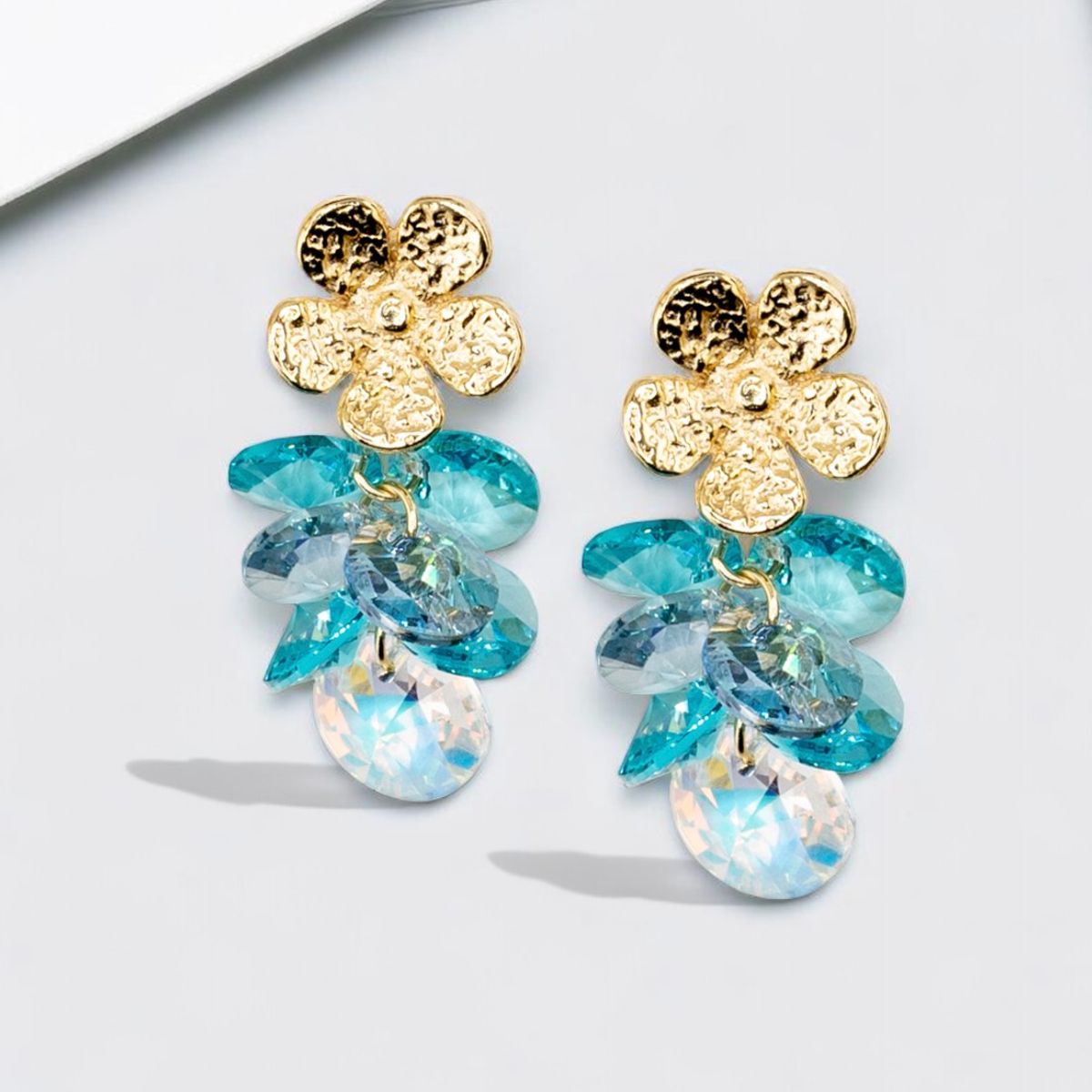 JOYAS MONTERO - Aros Moana Gold 24K creado con cristales de Swarovski® Turquesa