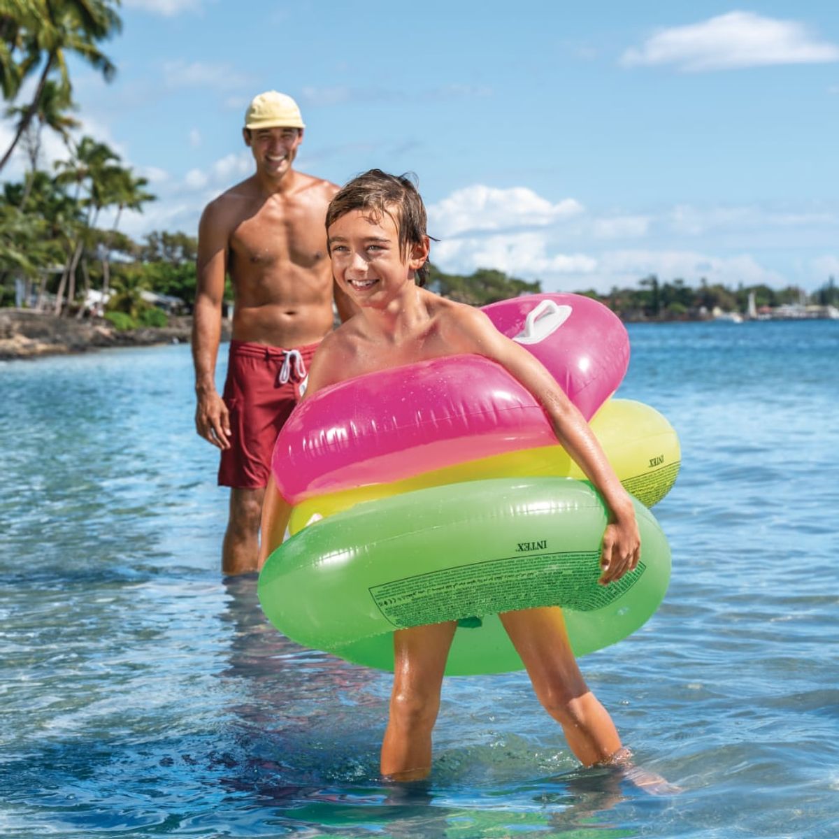 INTEX - Flotador Anillo INTEX con Asas, 76 cm Rosado