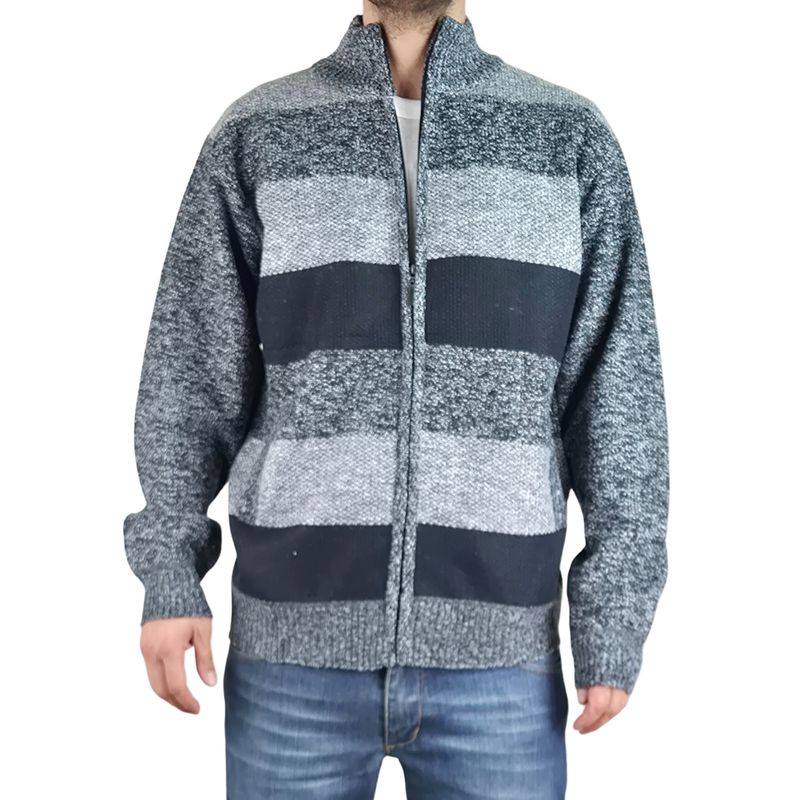 MPROPIA - Chaleco Sweater Hombre Frisado Cuello Alto Cierre Completo 2115
