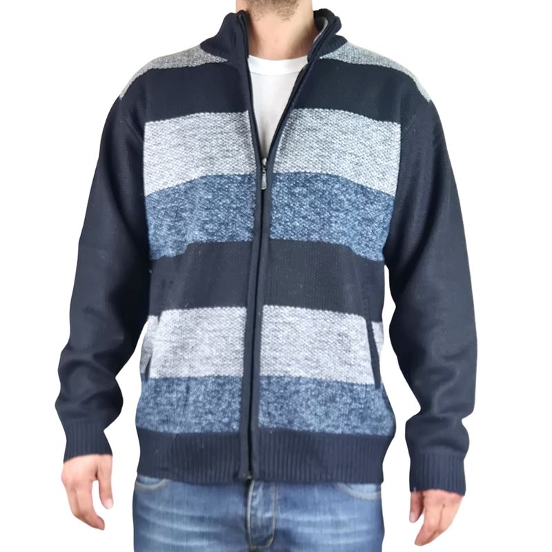MPROPIA - Chaleco Sweater Hombre Frisado Cuello Alto Cierre Completo 2115