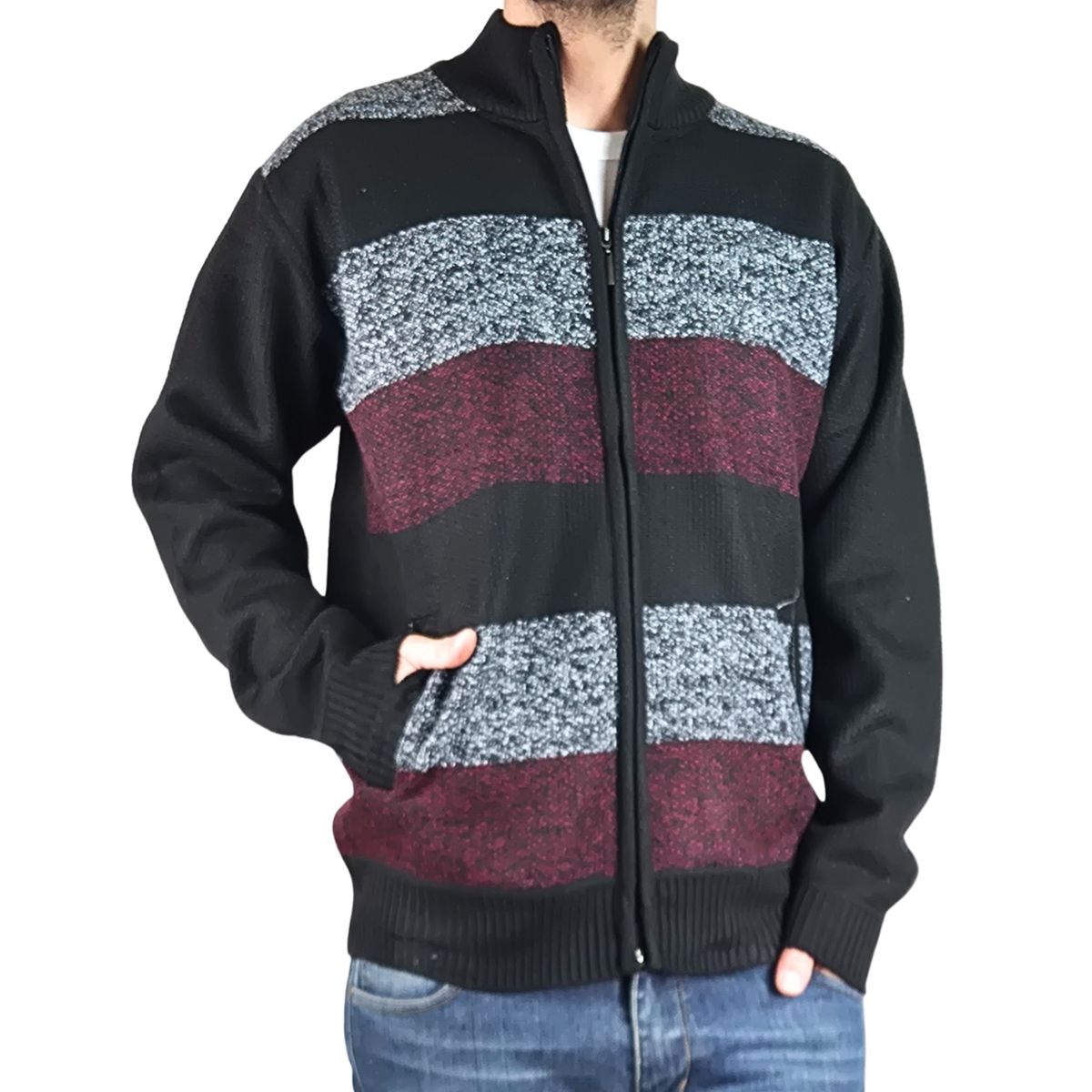 LIKE SHOP - Chaleco Sweater Hombre Frisado Cuello Alto Cierre Completo 2115