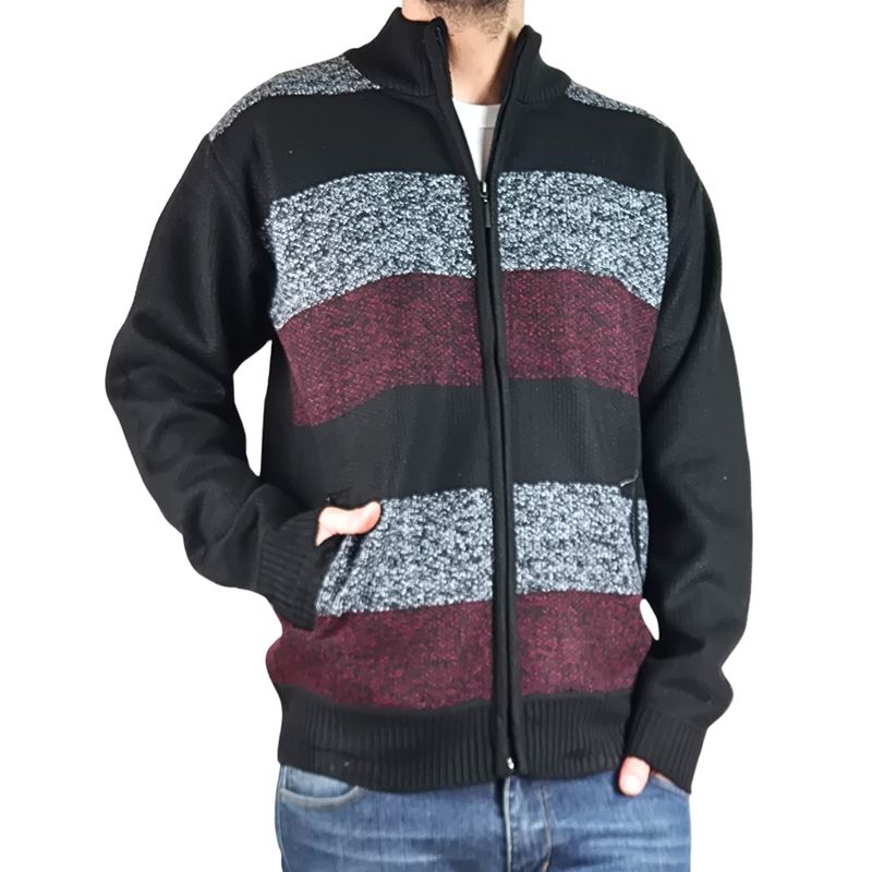 MPROPIA - Chaleco Sweater Hombre Frisado Cuello Alto Cierre Completo 2115