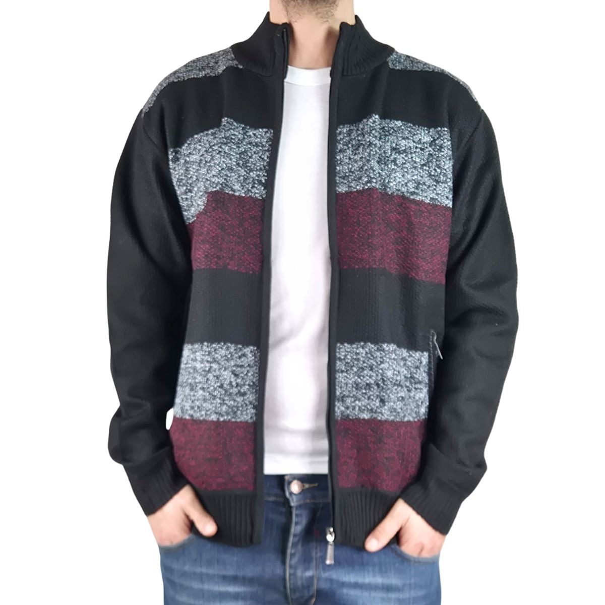 LIKE SHOP - Chaleco Sweater Hombre Frisado Cuello Alto Cierre Completo 2115