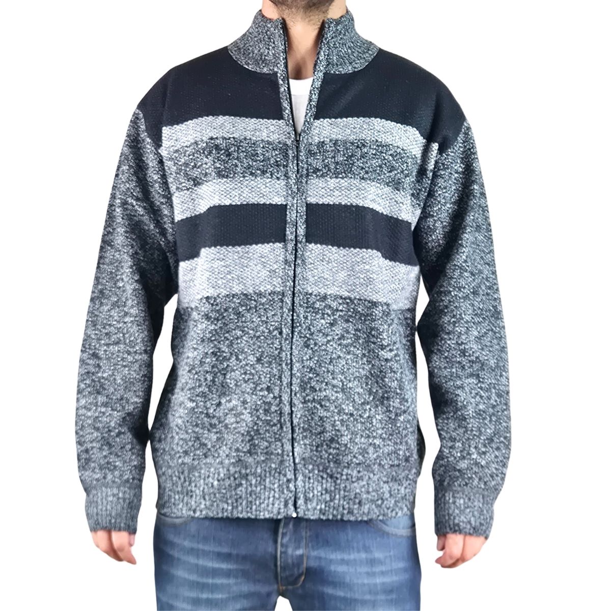 LIKE SHOP - Chaleco Sweater Frisado Hombre Cuello Alto Cierre 2113