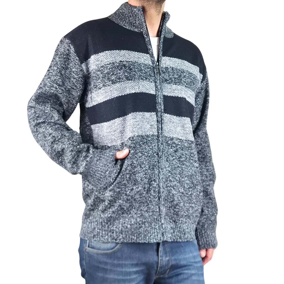 LIKE SHOP - Chaleco Sweater Frisado Hombre Cuello Alto Cierre 2113