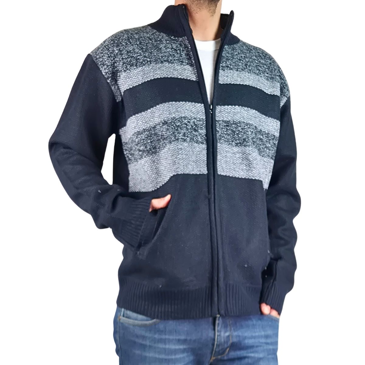 LIKE SHOP - Chaleco Sweater Frisado Hombre Cuello Alto Cierre 2113
