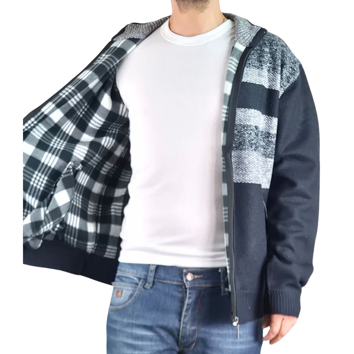 LIKE SHOP - Chaleco Sweater Frisado Hombre Cuello Alto Cierre 2113