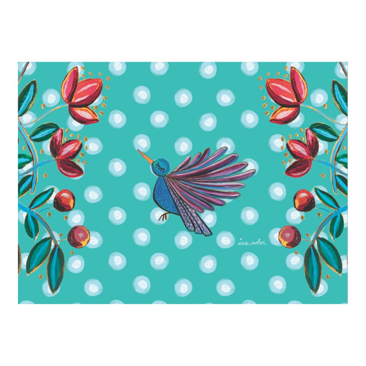 ISA SOLER - Alfombra Vinílica 50 X 70 Colibrí Turquesa