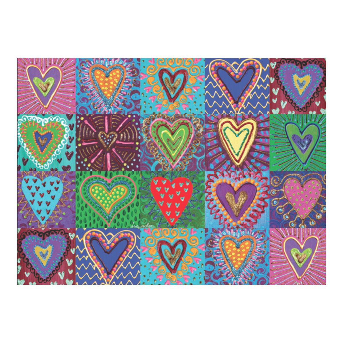 ISA SOLER - Alfombra Vinílica 50 X 70 Collage Corazones