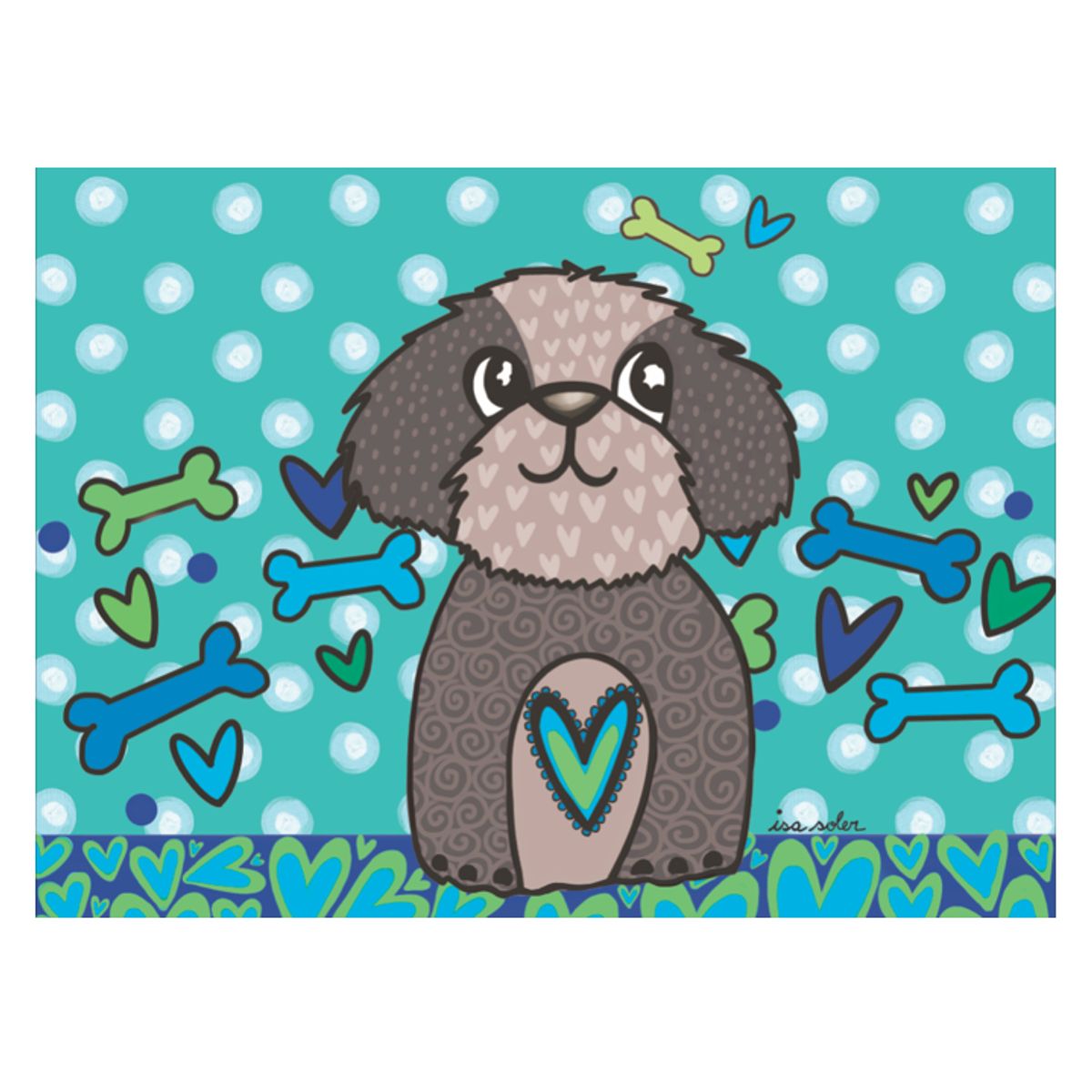 ISA SOLER - Alfombra Vinílica 50 X 70 Puppy Turquesa