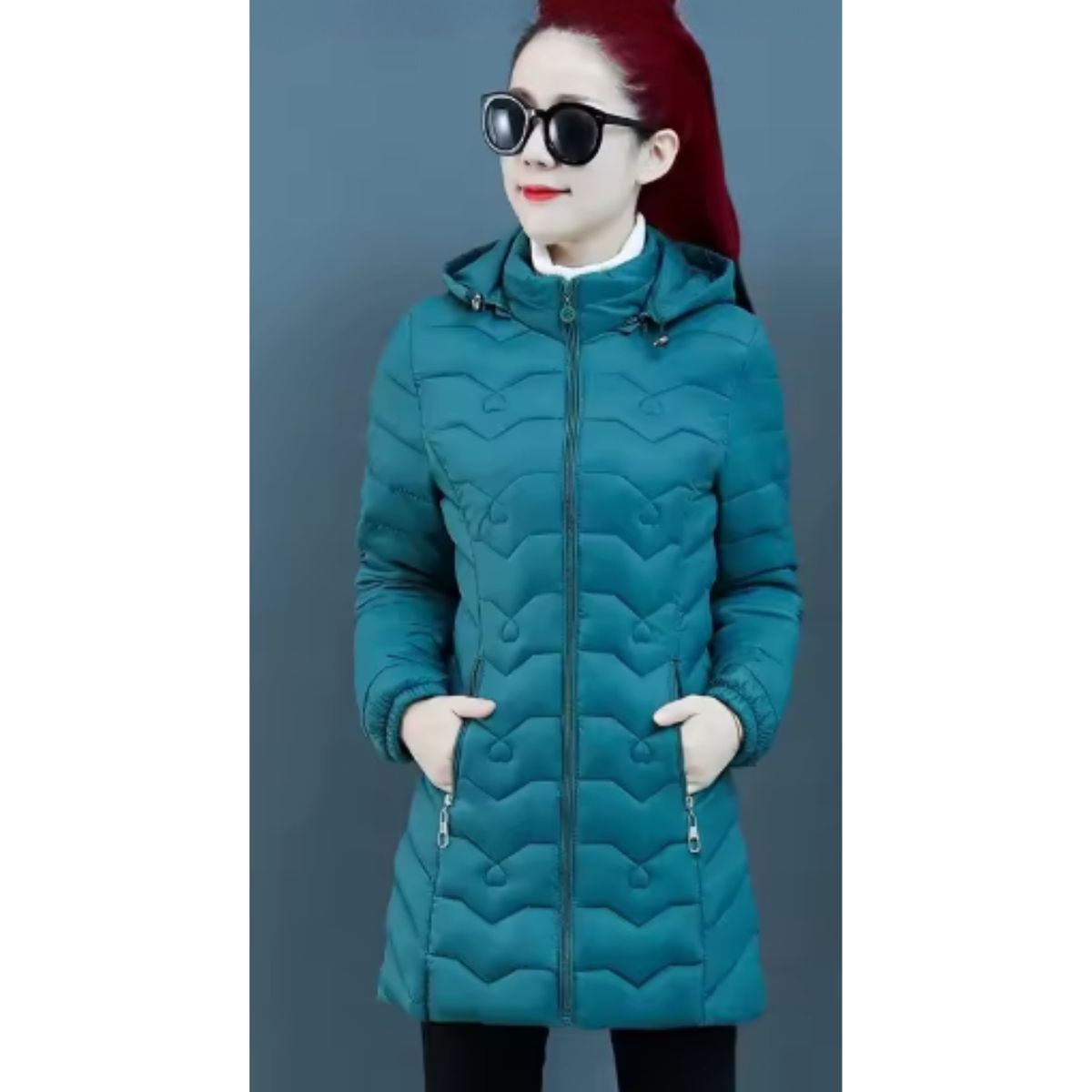 LIKE SHOP - Chaqueta Mujer Parka Impermeable Premium Larga Gorro 766