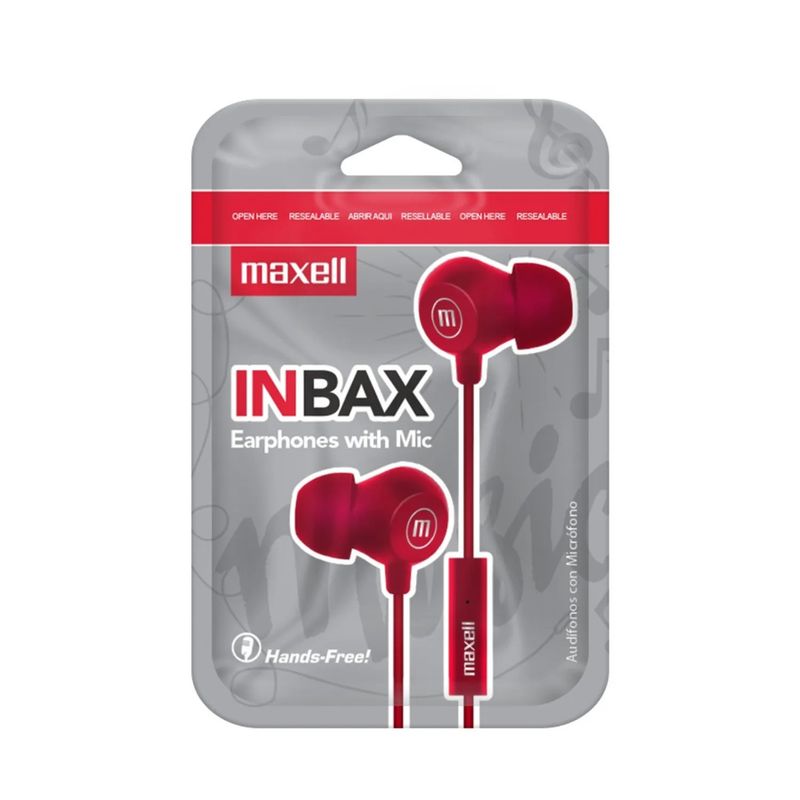 MAXELL - AUDIFONOS MANOS LIBRES MAXELL INBAX ROJO
