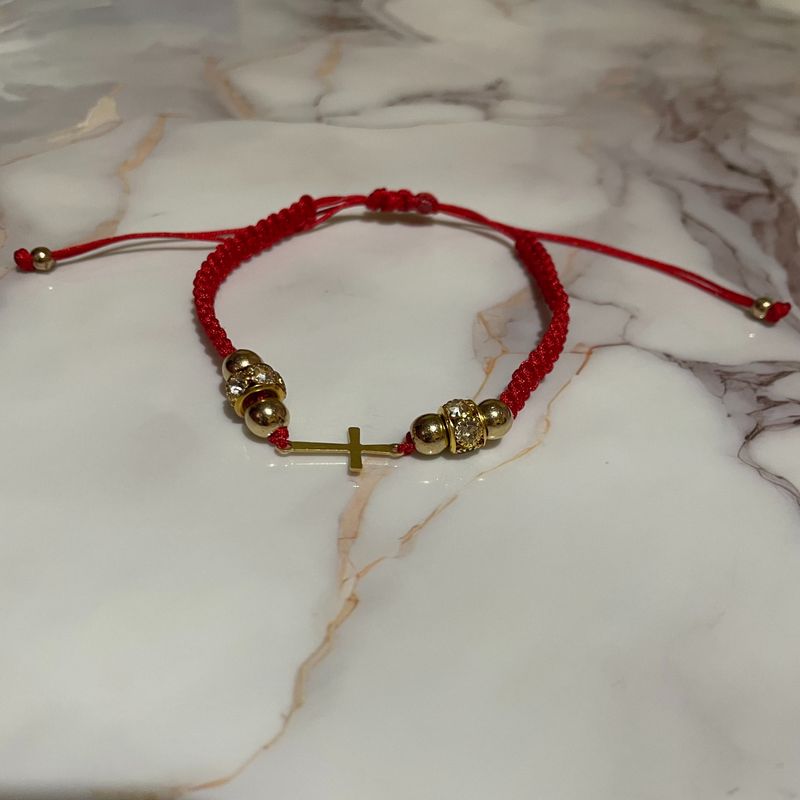 GENERICO - Pulsera Roja Fe y Protección con Cruz