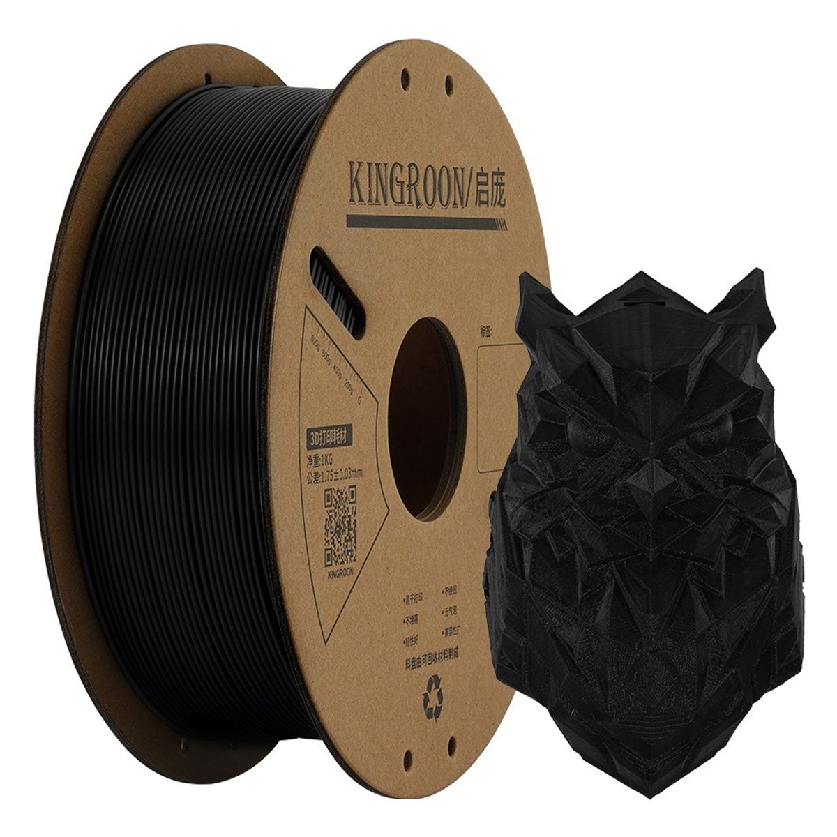 KINGROON  TECHNOLOGY - Filamento Pla De Kingroon Impresión 3d 1kg 175mm Color Negro