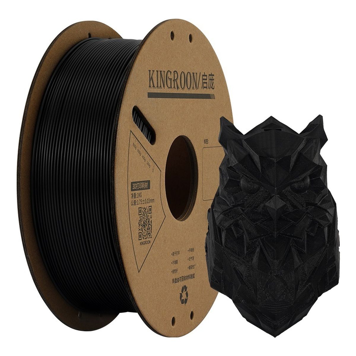 KINGROON  TECHNOLOGY - Filamento Pla De Kingroon Impresión 3d 1kg 175mm Color Negro