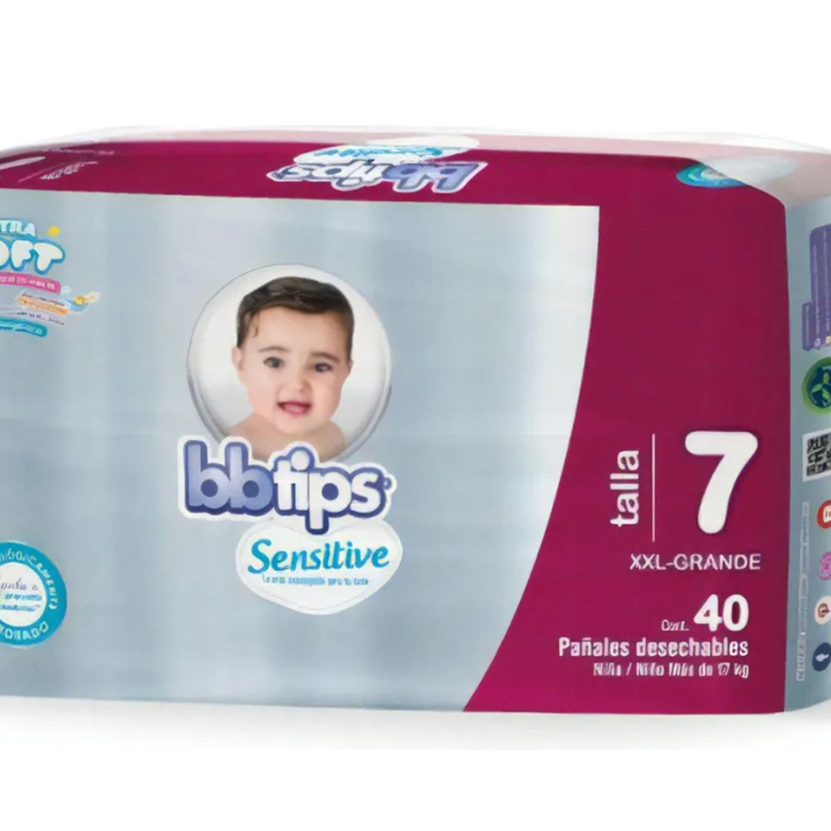 GENERICO - Pañales Bbtips 7 Xxl-grande Unisex Sobre 17 Kilos