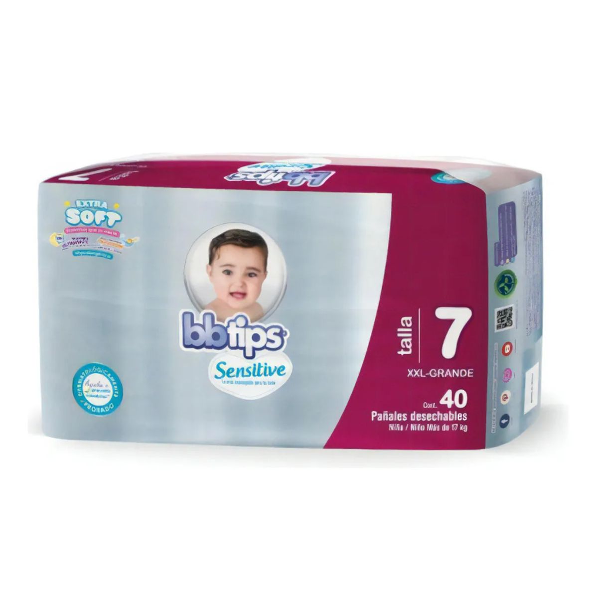 GENERICO - Pañales Bbtips 7 Xxl-grande Unisex Sobre 17 Kilos