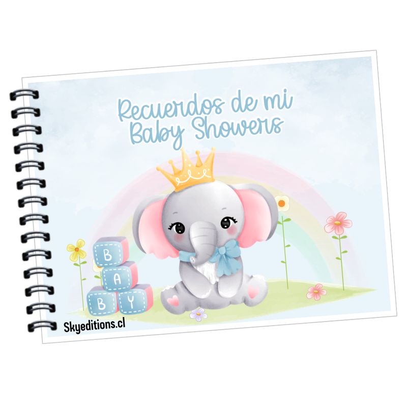 GENERICO - Libro de buenos deseos Baby Showers - elefantito azul