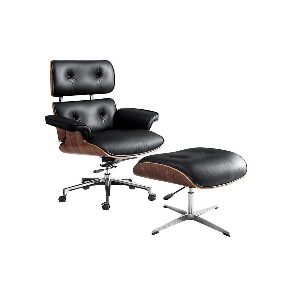 GENERICO - Sillon Eames Lounge Chair Con Ottoman Para Escritorio Home Negro