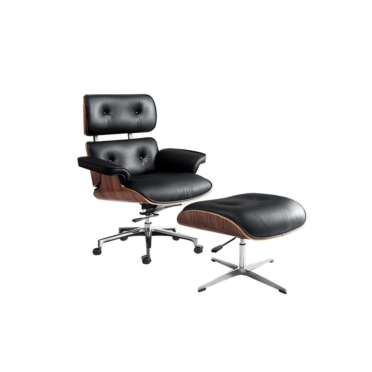 GENERICO - Sillon Eames Lounge Chair Con Ottoman Para Escritorio Home Negro