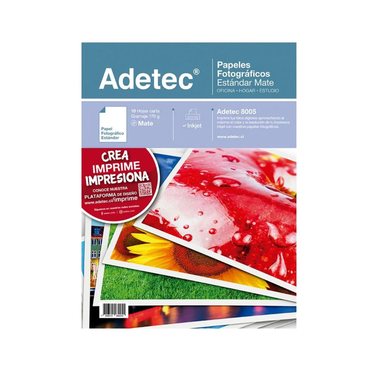 ADETEC - Papel Fotográfico Inkjet Mate Carta 170 g X 10 Hojas