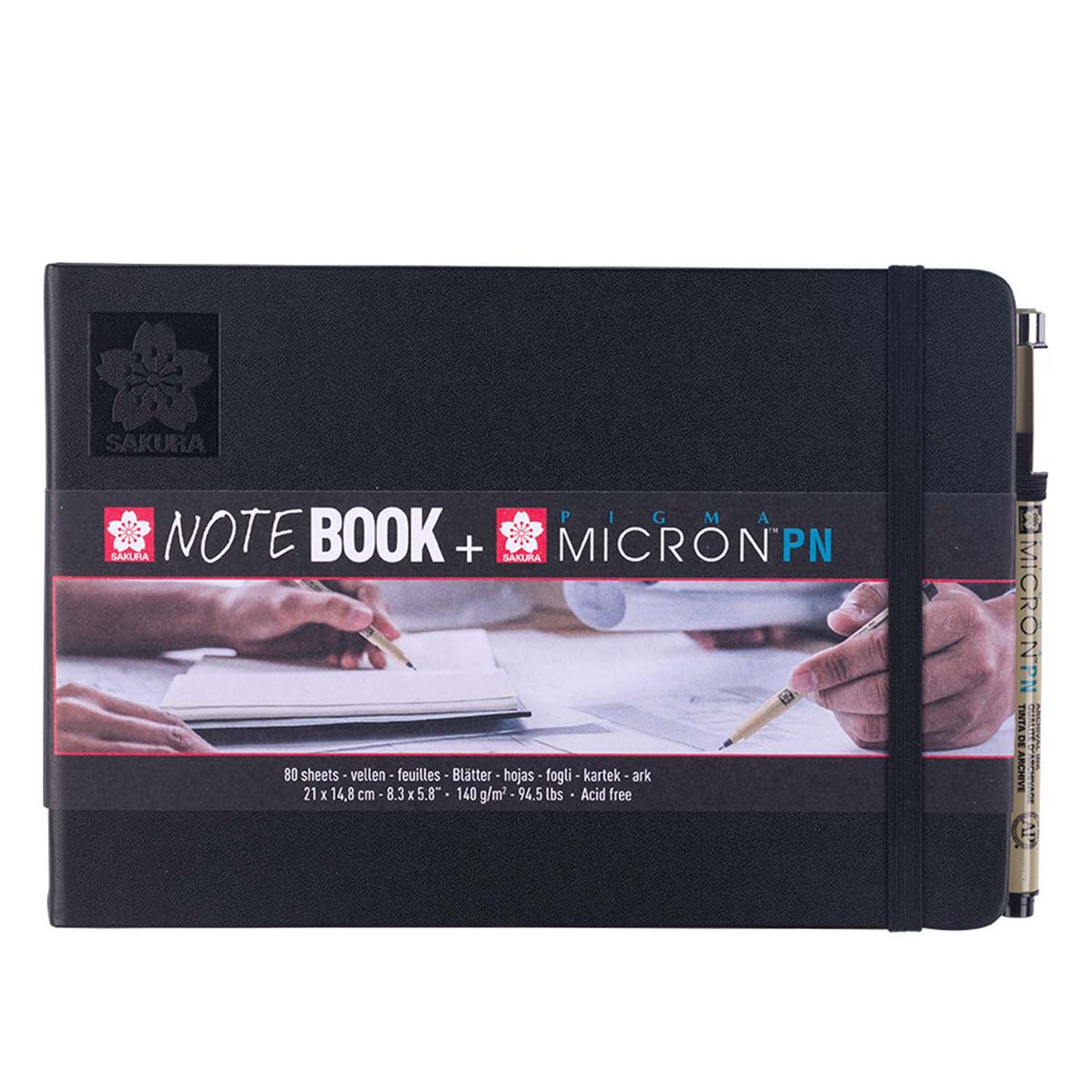 SAKURA - Sketchbook Sakura Hoja Blanca A5 + Pigma Micron PN Negro