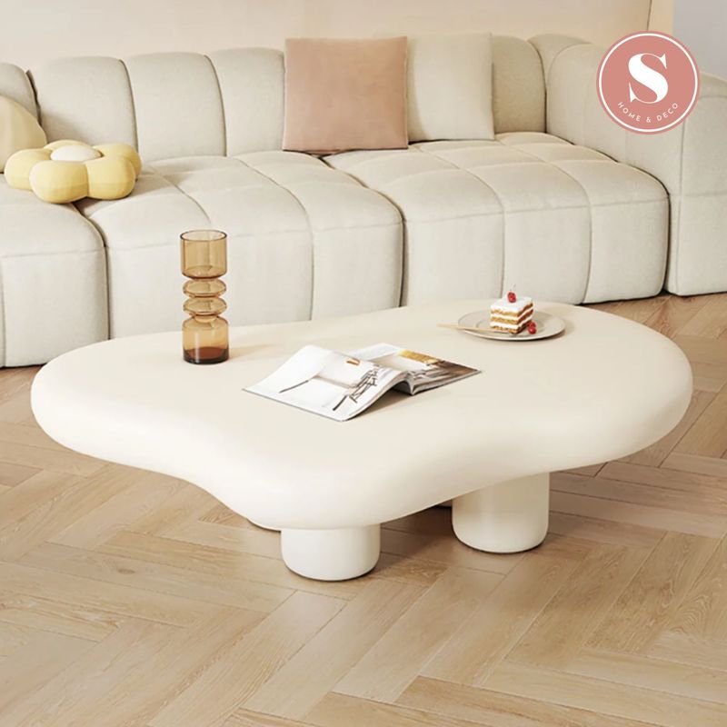 SANTU HOME & DECO - Mesa de Centro Irregular Blanca