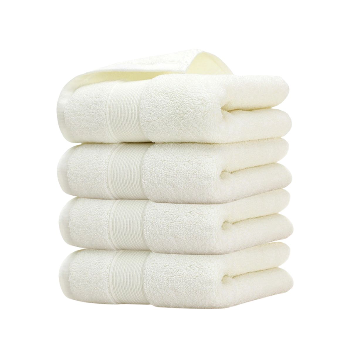GARSIL - Pack 4 Toalla Blanca Algodon Pelo Piso Hotel Spa 50x100