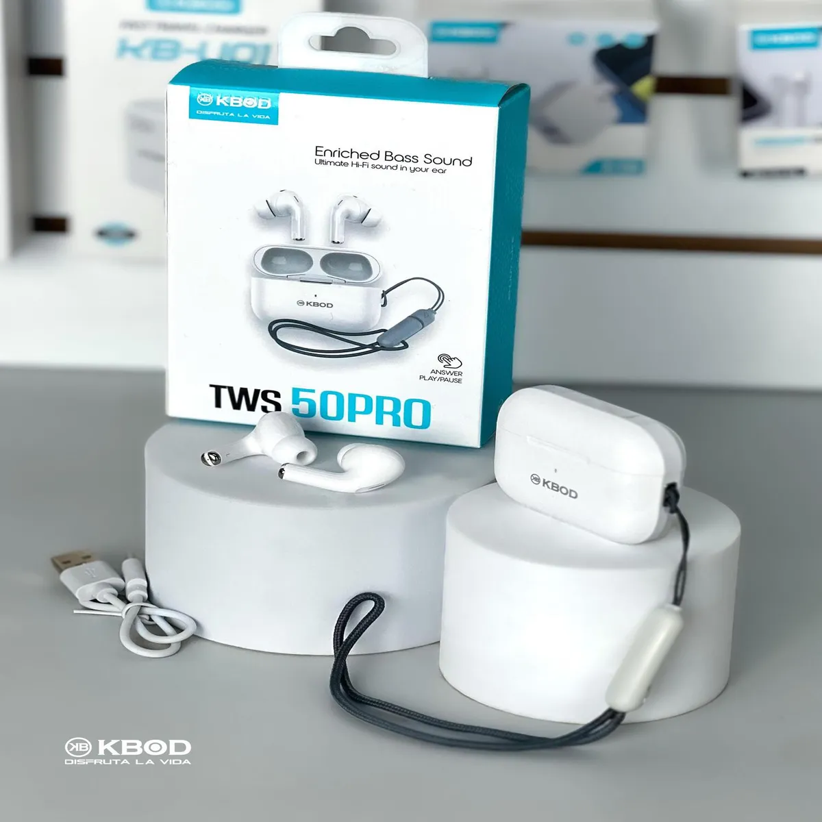 KBOD - Audífonos Inalámbricos Kbod Tws 50 Pro Bluetooth V5.3 Blanco