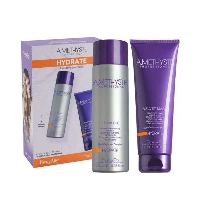 GENERICO - Pack Farmavita Hydrate Shampoo Y Mask 500Ml Amethyste Suavidad Brillo