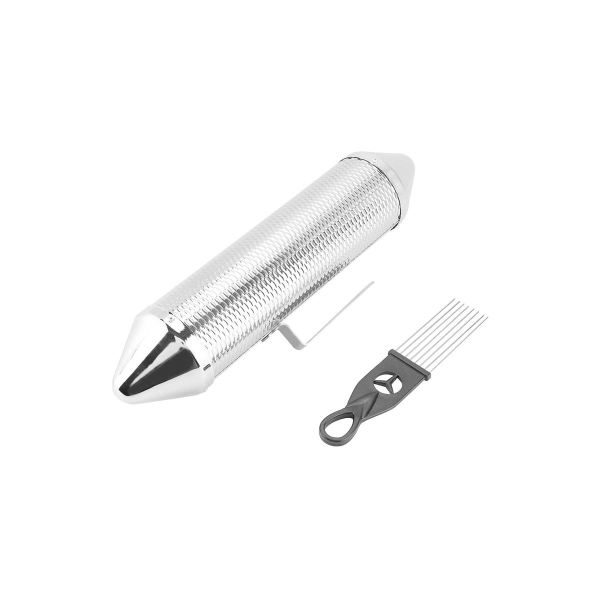 HENDRIX - Guiro Tipo Torpedo Color Plata + Cepillo - PS