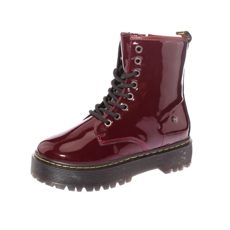 SOLLU - Botin Para Mujer Color Burdeo