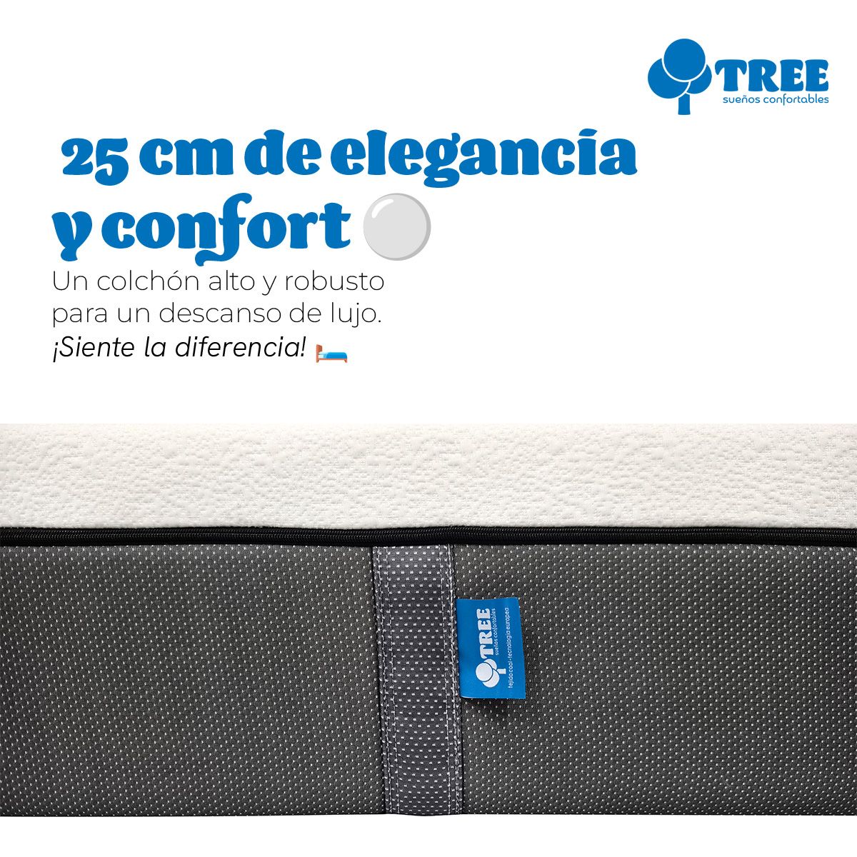 GENERICO - Colchón Tree Espuma 2 Plazas 150x190x25cm