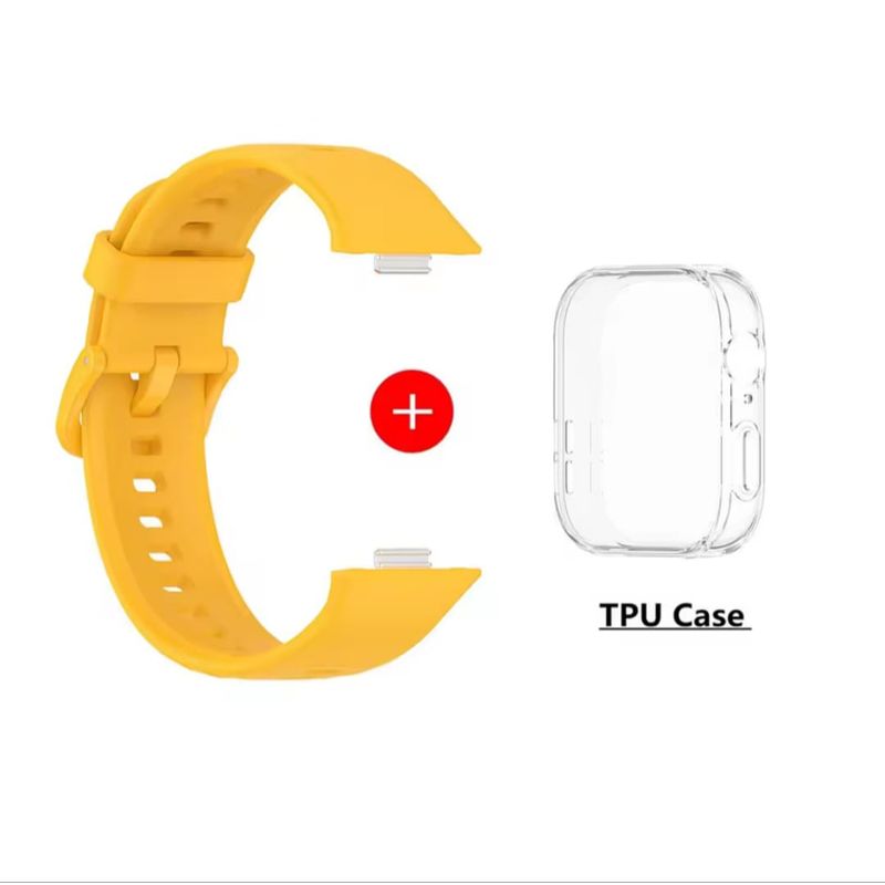 GENERICO - Pack Correa+funda Compatible Smartwatch Huawei Fit 3 amarilla