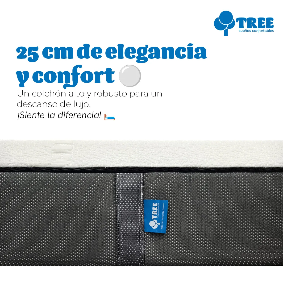 GENERICO - Colchón Tree Espuma Plaza Y Media 1.5 Plazas 105x190x25cm