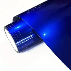 GENERICO - Papel Vinilo Electro Metalico AZUL Brillante Adhesivo Karvas