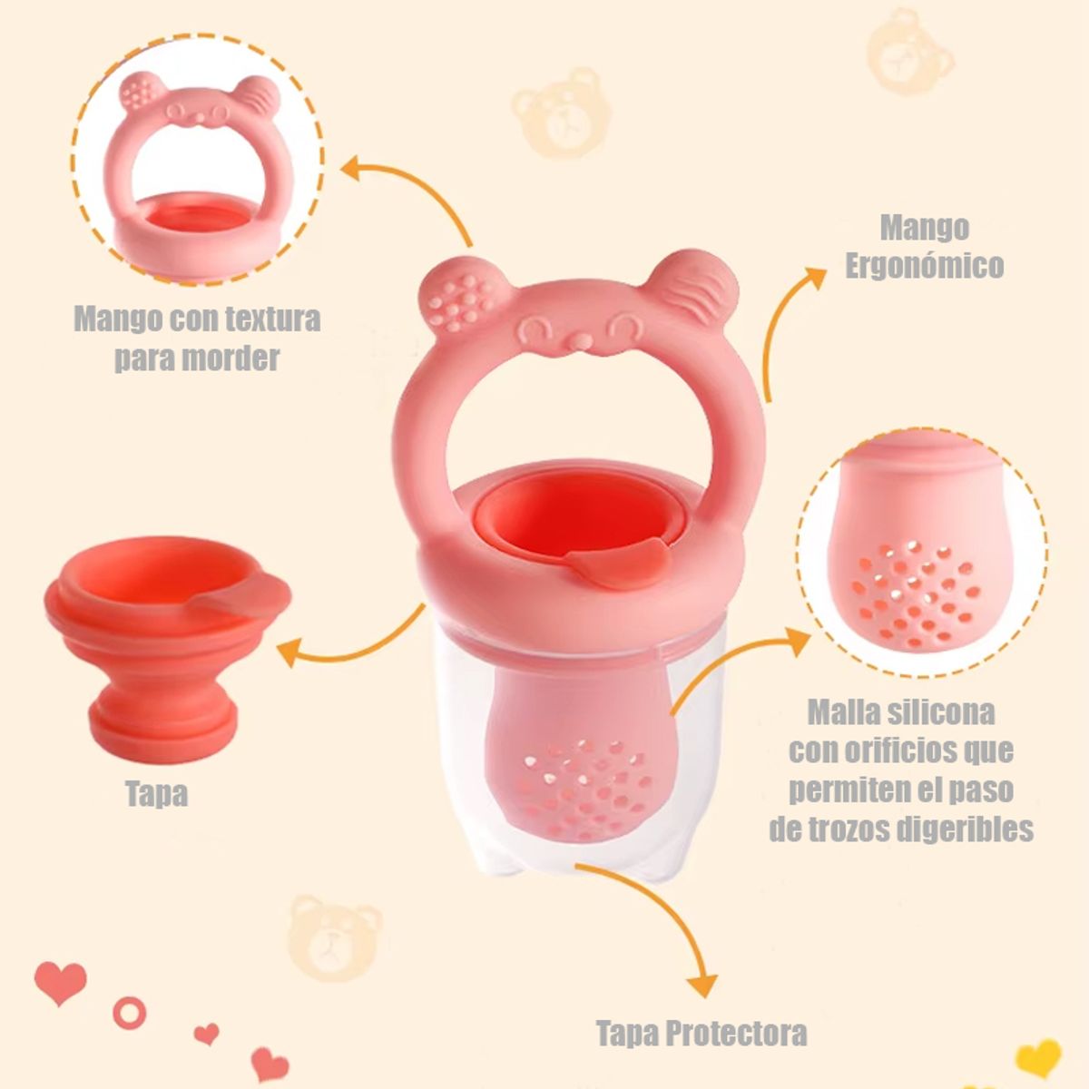 GENERICO - Molde Para Helados + Chupete Fruta Bebe Mordedor Rasca Encia