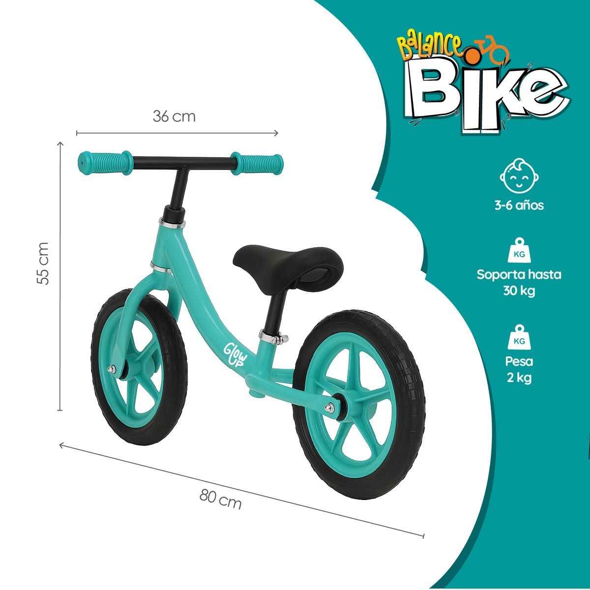 GLOWUP - Bicicleta De Equilibrio Infantil Lucio Azul GlowUp