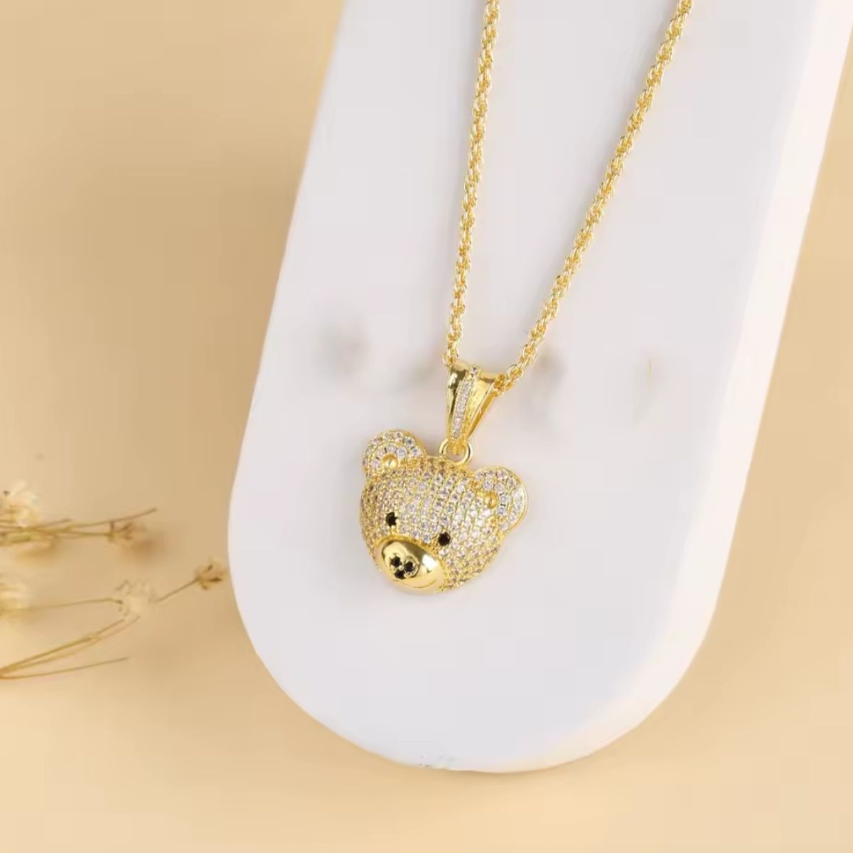 GENERICO - Collar OSITO carita en Acero  Inoxidable