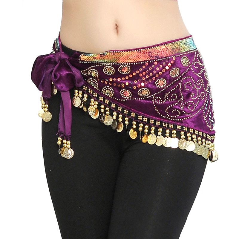 DANZAMANIA - Caderin Bellydance Danza Arabe Franela Diseño Tejido Monedas Doradas