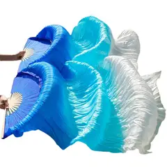 DANZAMANIA - Abanicos Bellydance Seda Mujer Para Danza Arabe 180 Cms. Par Izq+Der
