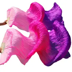 DANZAMANIA - Abanicos Bellydance Seda Mujer Para Danza Arabe 180 Cms. Par Izq+Der